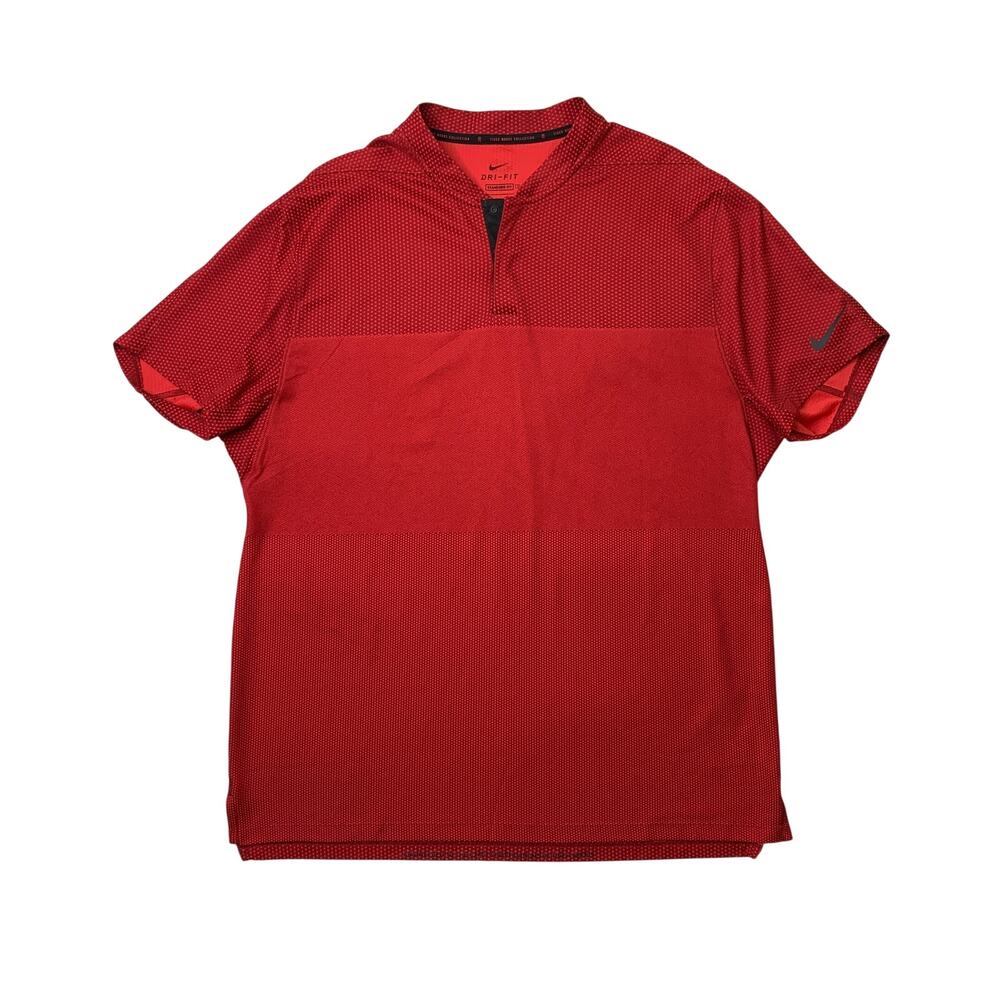 Tiger Woods ADV Shirt Mens L Large Red Snap Standard Fit Nike Collection CU9524